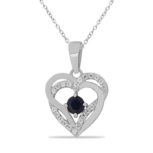 BUY STERLING SILVER NATURAL BLUE SAPPHIRE GEMSTONE PENDANTS